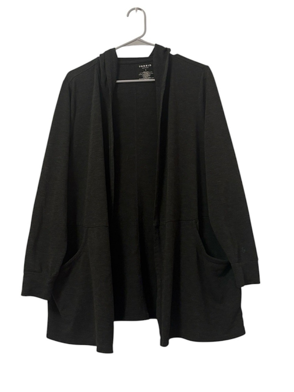 Torrid Active Gray Open Front Hooded Cardigan